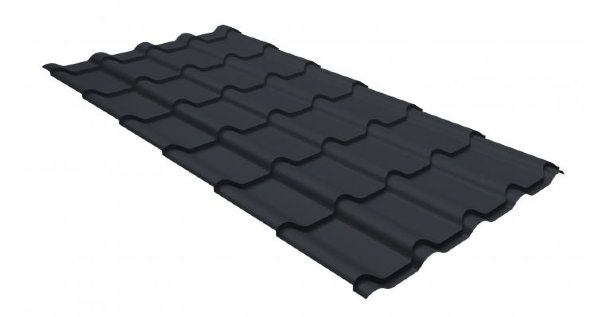 Металлочерепица камея GL 0,5 GreenCoat Pural RR 23 темно-серый (RAL 7024 мокрый асфальт) купить в Туймазах