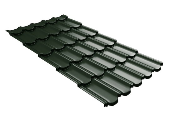 Металлочерепица квинта плюс с 3D резом 0,5 GreenСoat Pural Matt RR 11 темно-зеленый (RAL 6020 хромовая зелень) купить в Туймазах