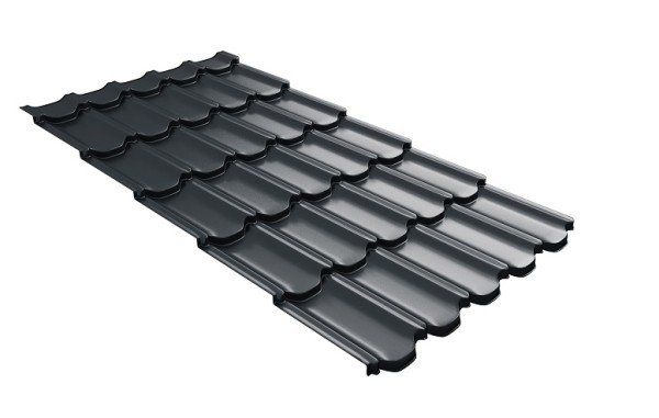 Металлочерепица квинта плюс с 3D резом 0,5 Satin RAL 7016 антрацитово-серый купить в Туймазах
