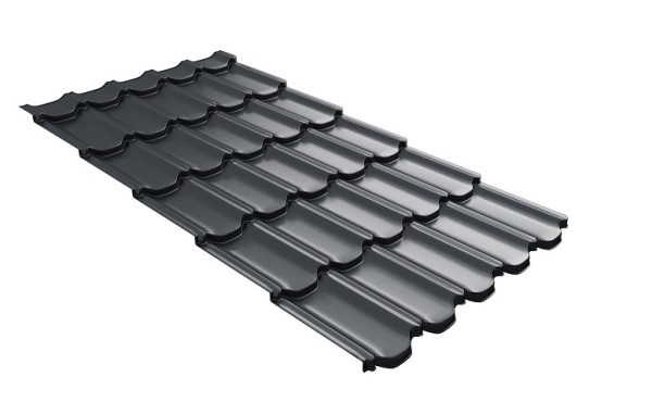 Металлочерепица квинта плюс с 3D резом 0,5 Satin RAL 7024 мокрый асфальт купить в Туймазах
