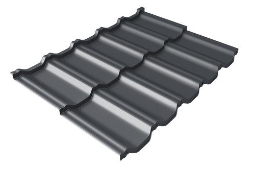 Металлочерепица модульная Квинта Uno Grand Line c 3D резом 0,5 Velur RAL 7024 мокрый асфальт купить в Туймазах